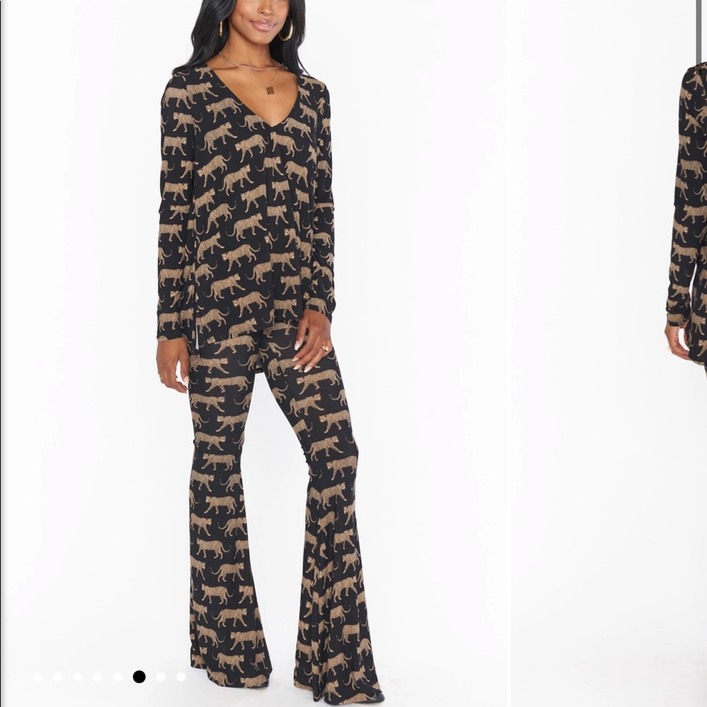 Show Me Your MuMu Black and Brown Animal Print Flare Pants